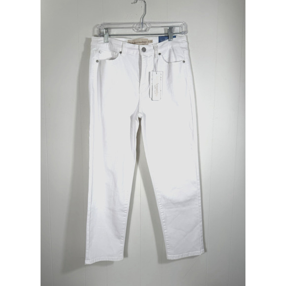 Soft Surroundings The Ultimate Straight Cropped Jeans Slimming Size 8 White New - Picture 1 of 13